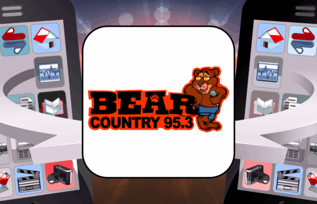 Bear County app logo with two cell phones on either side
